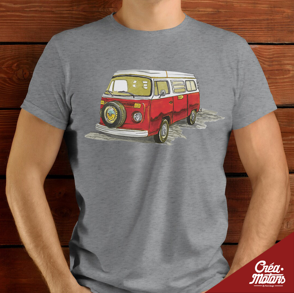 T-SHIRT - VW COMBI T2 ROUGE