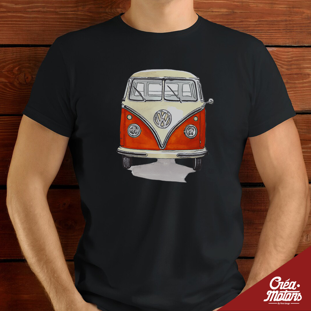 T-SHIRT - VW COMBI T1 ROUGE DE FACE