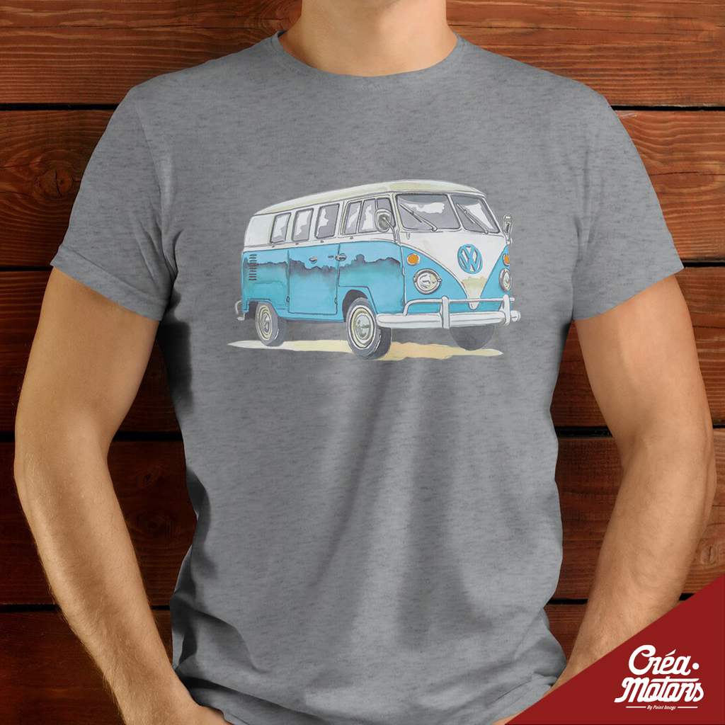 T-SHIRT - VW COMBI T1 BLEUE