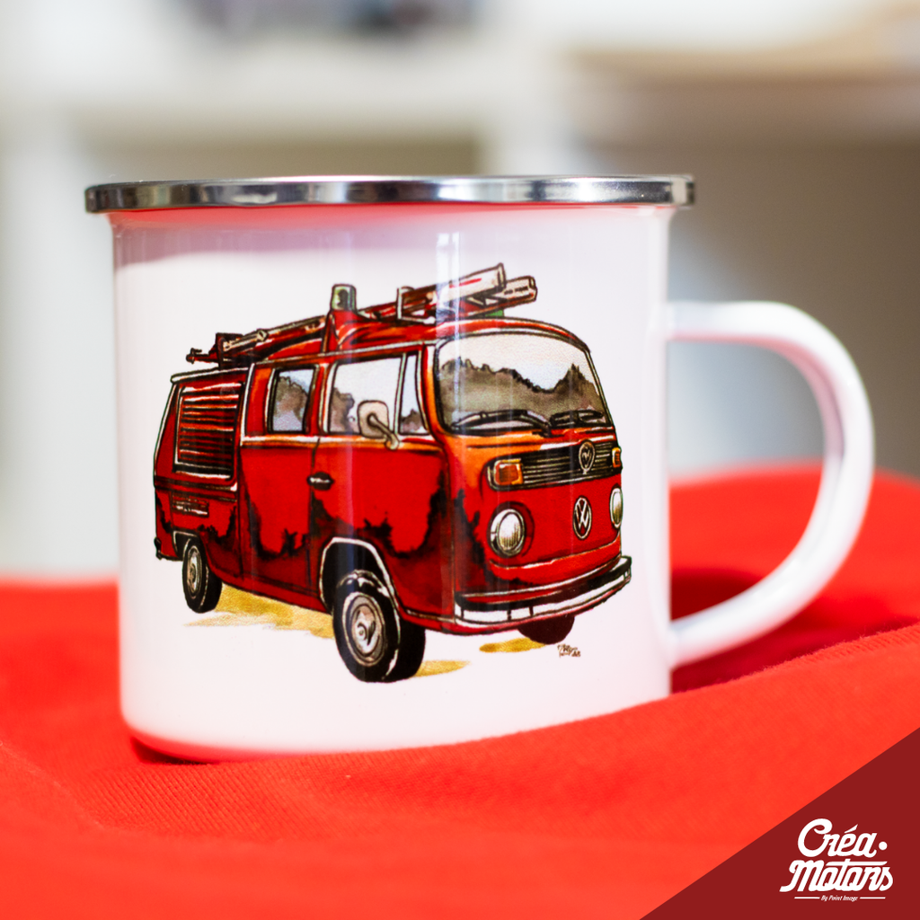 MUG METAL - VW COMBI T2 POMPIER ROUGE 