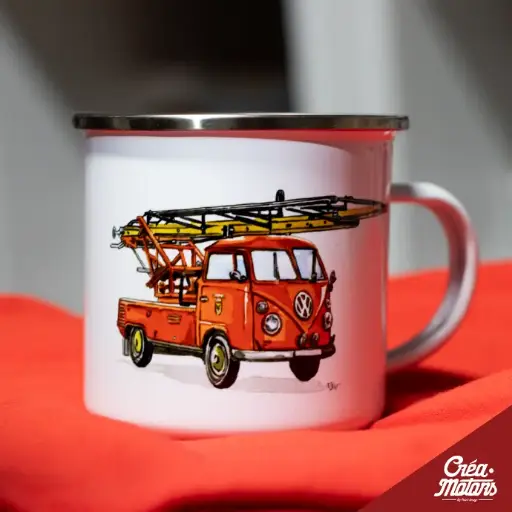 MUG METAL - VW COMBI T1 POMPIER ROUGE 