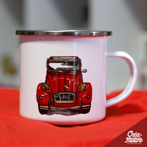 MUG METAL - CITROËN 2CV ROUGE FACE