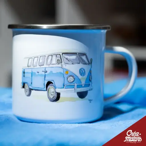 MUG METAL - VW COMBI T1 BLEUE