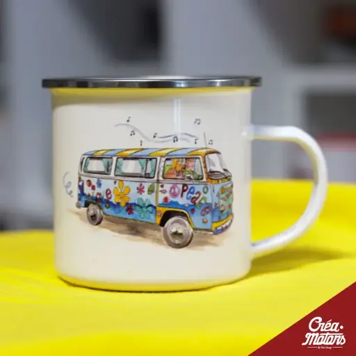 MUG METAL - VW COMBI T1 HIPPIE 