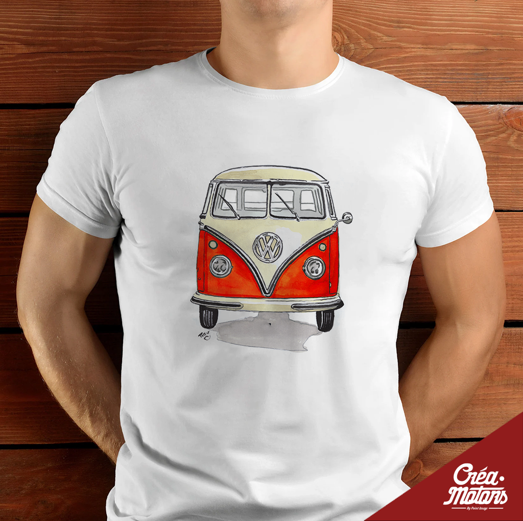 T-SHIRT - VW COMBI T1 ROUGE DE FACE