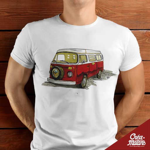 T-SHIRT - VW COMBI T2 ROUGE