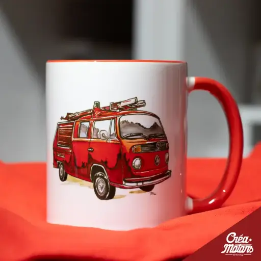 MUG - VW COMBI T2 POMPIER ROUGE